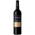A bottle of Alianca Bairrada Reserva red wine, featuring a dark glass bottle with a black label and gold lettering and pattern, set against a plain white background.