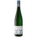 A bottle of Bischofliche Dom Dry Riesling in a green bottle with a blue screw cap