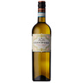 A brown/green bottle of Conviviale Pinot Grigio with an ornate label. It has a black and copper screw cap all set on a white background.