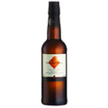 A half bottle of Fernando de Castilla Manzanilla, featuring an amber glass bottle with a cream and orange label and a black screw cap, set against a plain white background.