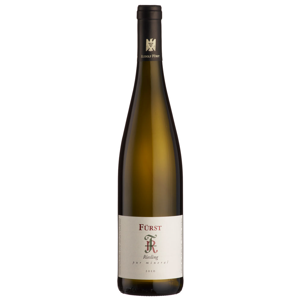 A bottle of Fürst Riesling white wine with a white label and a black capsule, shown against a plain white background.