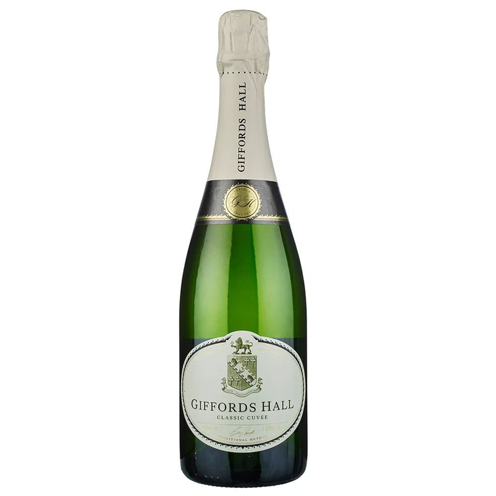 A bottle of Giffords Hall Classic Sparkling Wine on a solid white background.