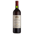 A bottle of Henri Duboscq Claret red wine. it has a white label with black writing and a red foil capsule.
