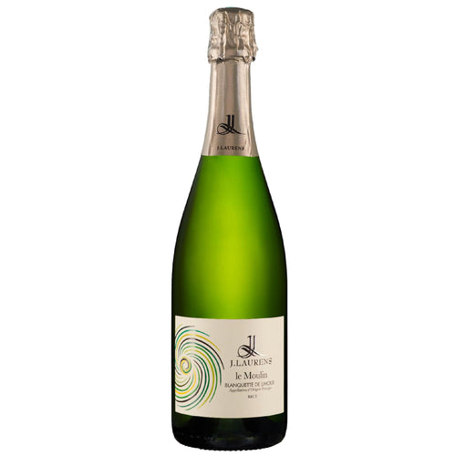 A bottle of J Laurens Blanquette de Limoux. It shows a green bottle with a cream label and gold foil capsule.
