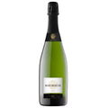 A bottle of Mas Macia Cava sparkling wine, featuring a dark green glass bottle, black foil, and a white label with gold detailing, set against a plain white background.