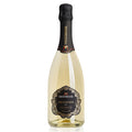 A bottle of Montresor Prosecco Extra Dry. A curved bottle with an ornate black label with gold writing and a black foil capsule.