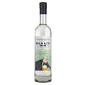 A bottle of Old Git Gin with a black cap and a white label featuring blue text and an illustration of a man in a suit.