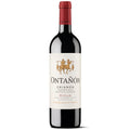 A bottle of Ontañon Crianza Rioja red wine, featuring a dark glass bottle with a cream-coloured label and a red foil capsule at the neck, set against a plain white background.