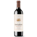 A bottle of Ontañón Reserva Rioja red wine, featuring a dark glass bottle with a cream-coloured label and a brown paper neck capsule, set against a plain white background.