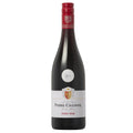 A bottle of Pierre Chainer Pinot Noir red wine, featuring a dark glass bottle, a red screw cap at the neck, and a white label with a gold and red crest.