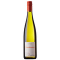 A bottle of Turckheim Classic Gewurztraminer white wine with a pale yellow liquid, a orange foil cap, and a white label with red and black text, set against a plain white background.