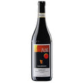 A bottle of G D Vajra Barolo Le Albe red wine from Piemonte. The label shows an abstract art work.