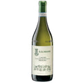 A bottle of G D Vajra Langhe Riesling on a white background. The green bottle has a beige label and green foil capsule.